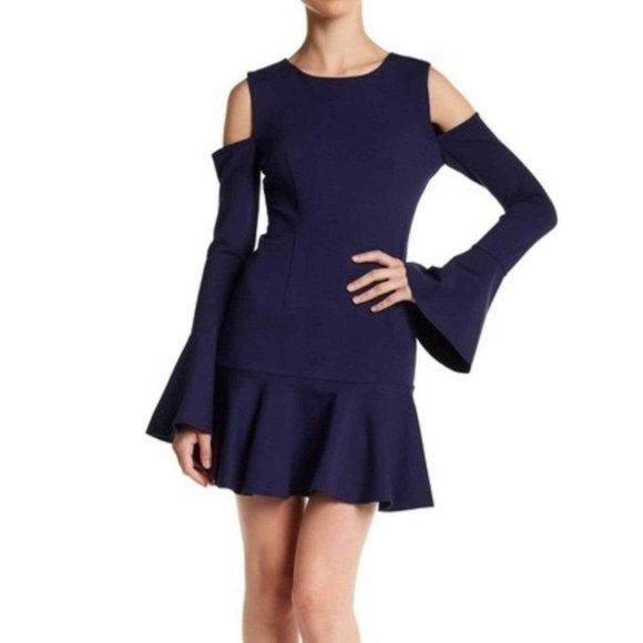 Renvy Dresses & Skirts - Renvy Cold Shoulder Flowy Bottom Long Sleeve Dress, Women's Size S - Blue
